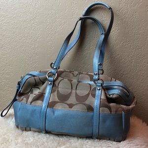 Coach signature light blue barrel purse